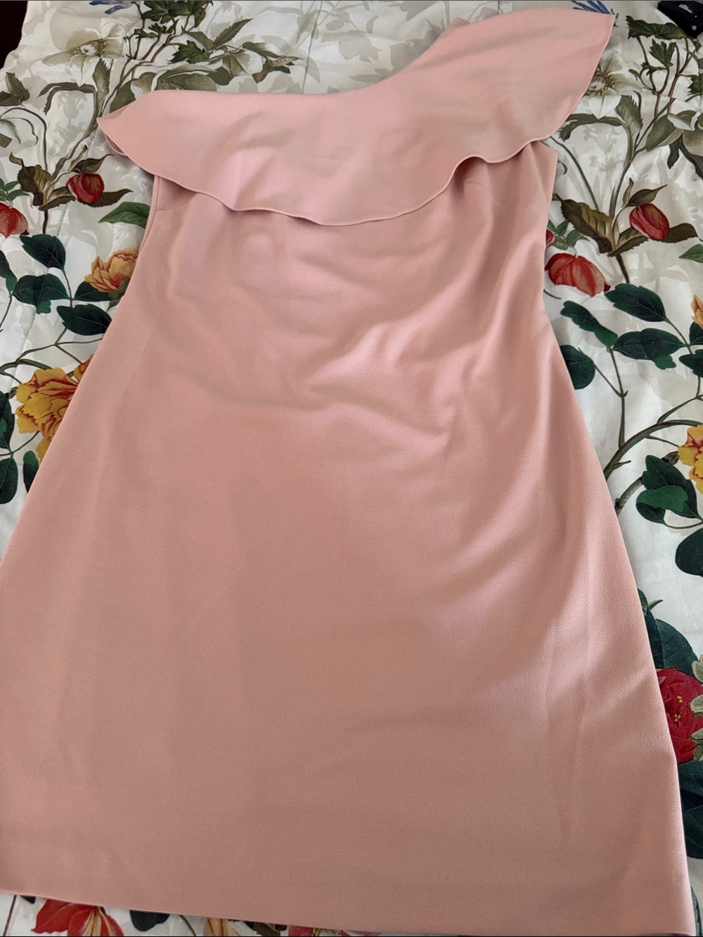julia jordan One-Shoulder Ruffle Dress in Blush Pink